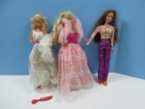 3 Collectible Mattel Barbie Dolls 1966 Crystal, 1966 Dream Glow & 1996 Happenin Hair-