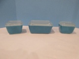 Vintage 6pc Set Pyrex Blue Refrigerator Dishes Fridgie Series 500 AKA Blue Belle Color Stackable