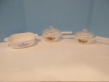 5pcs Collectible Corningware Blue Cornflower Pattern 1Qt Casserole, 2 Spice of Life