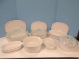 14pcs Corningware French White Stoneware Baking Casserole Dishes Some Glass Lids/Plastic