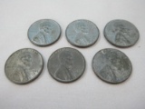6 Collectible 1943-S/D/P Lincoln Wheat Penny-San Fran, Denver Mint Marks- Phila No Mint Mark