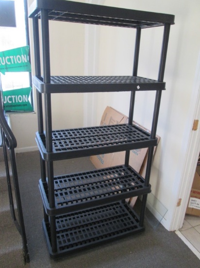 5 Tier Plastic Molded Shelving Unit Storage Organizer Ventilated Slotted Shelves Sturdy