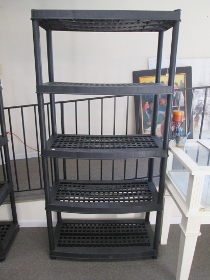 5 Tier Plastic Molded Shelving Unit Storage Organizer Ventilated Slotted Shelves Sturdy