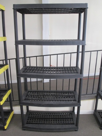 5 Tier Plastic Molded Shelving Unit Storage Organizer Ventilated Slotted Shelves Sturdy