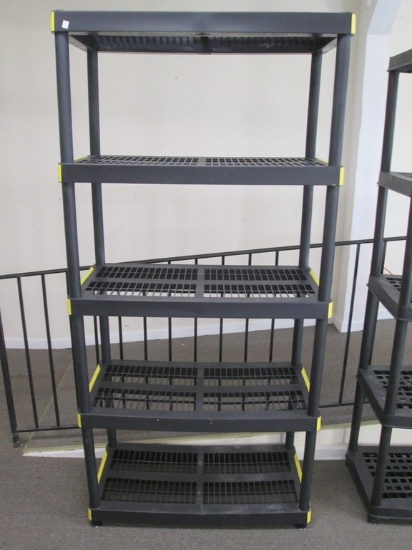 5 Tier Plastic Molded Shelving Unit Storage Organizer Ventilated Slotted Shelves Sturdy