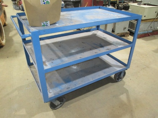 Heavy Duty 3 Shelf Blue Steel Industrial Service Cart/Workshop Trolley Equipped w/Casters