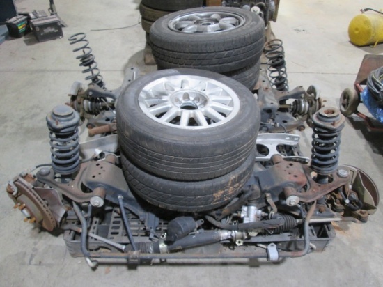 Mazda Lot. Car Front/Rear Suspension w/Attached Brake Rotors, Coil Springs & Stacked Tires