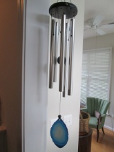 Leisure Ways Decorative Blue Agate Sliced Wind Chime Aluminum Tubes- Approx. 24"L