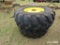 (2) Goodyear 19.5-24 tires on JD wheels