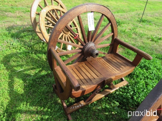 Teakwood wagon wheel bench