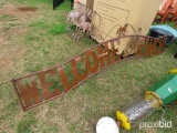 Metal welcome sign