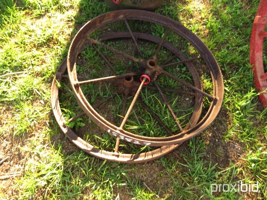 (2) Antique iron wheels