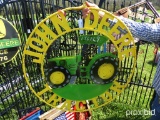 Metal John Deere tractor sign