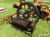 Wood wagon wheel bench