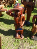 Wood indian chief statue