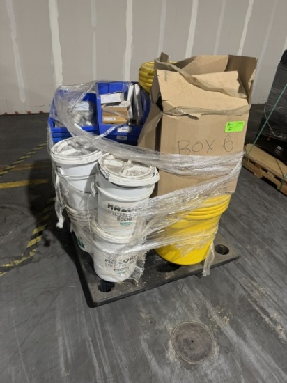 Pallet of Fittings and Spill Cleanup Buckets