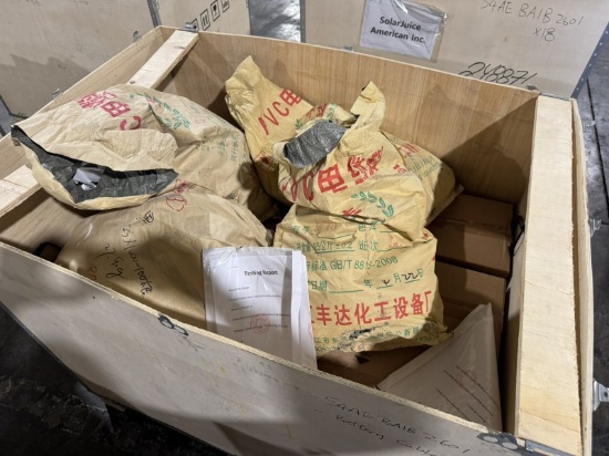 Crate Containing (12) Solar Batteries S4AE-BA1B-2601 (2) Bags Black Cables, 2 Bags Red Cables
