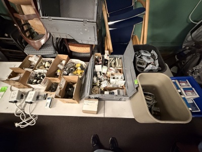 Large Lot of Electrical Hardware Including Outlets, Cord Ends, Switches