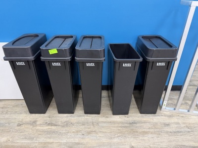 (5) Lavex Slim Jim Trash Cans