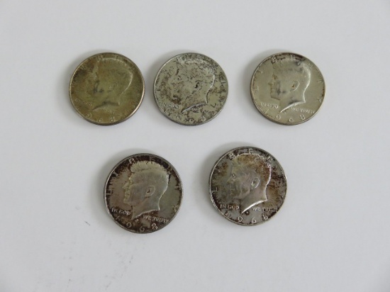 Group of 5 Silver/Clad Kennedy Halves 1968-D
