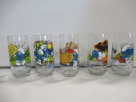 Smurfs 1982 Collectible Glasses Lot of (5)