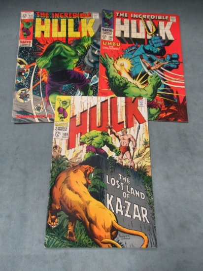 Lot of (3) Incredible Hulk #109, 110, 111