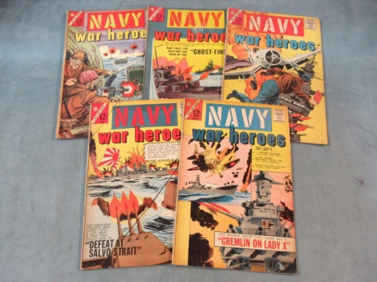 Navy war Heroes #1/3/4/6 and 7 Charlton