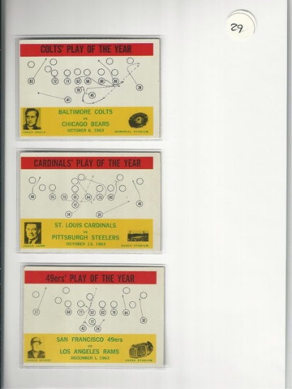 1964 Philadelphia Gum NFL Football Cards (3)