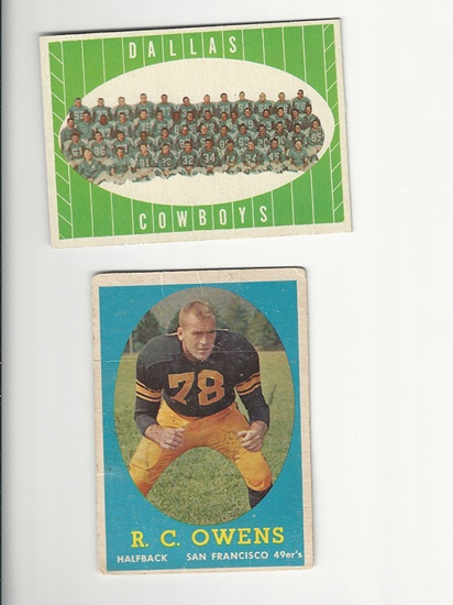 1958 Topps Football Cards (2) Dallas Cowboys