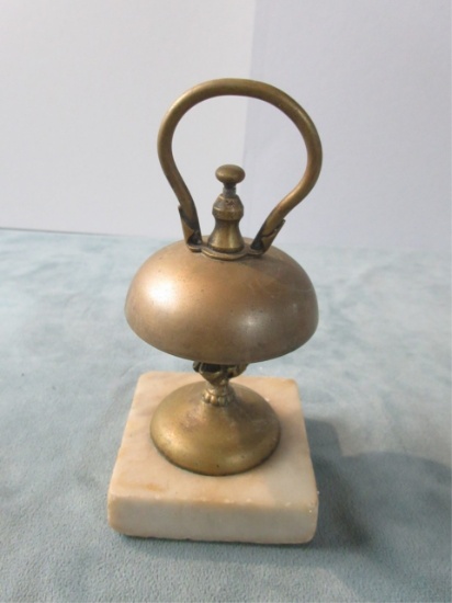 Vintage Brass Desk Bell w/ Marble Base