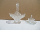 Vintage Glass Basket and Plate Lot