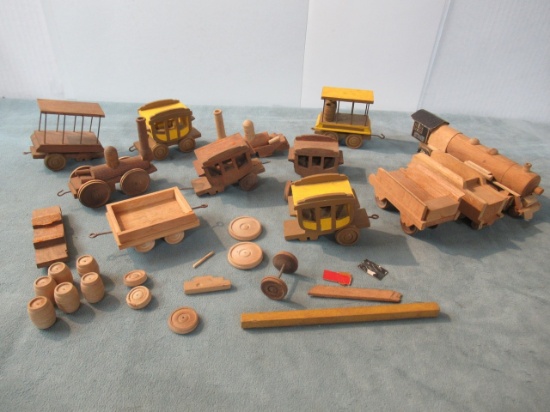 Vintage Wooden Train Toy Lot
