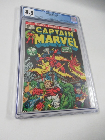 Captain Marvel #27 CGC 8.5/Key/Starfox/Thanos/Drax