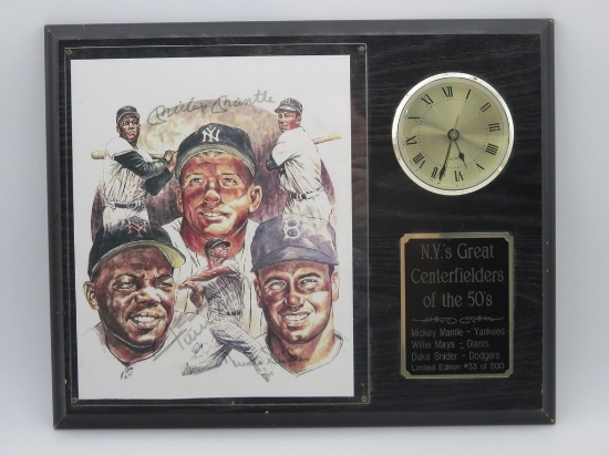 Mickey Mantle/Willie Mays/Duke Snider Signed Clock