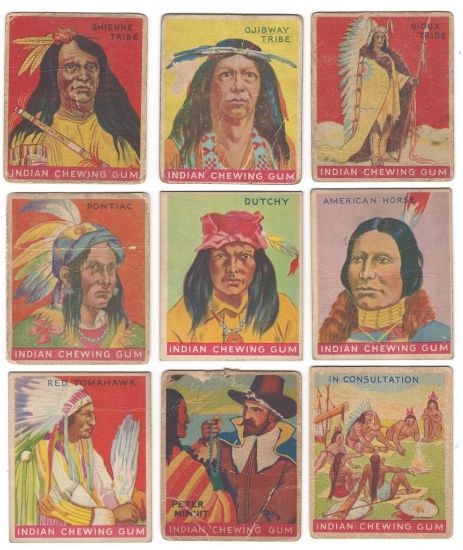 1933 Goudey Gum Co. Indian Gum Card Lot of (9)