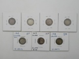 Lot of (7) Canadian Silver Dimes 10c 1911-1918