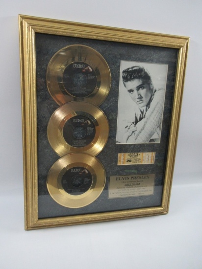 Elvis Presley Gold Records w/Ticket Stub Framed