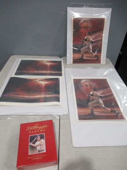 Joe Dimaggio Lithograph/Book Lot