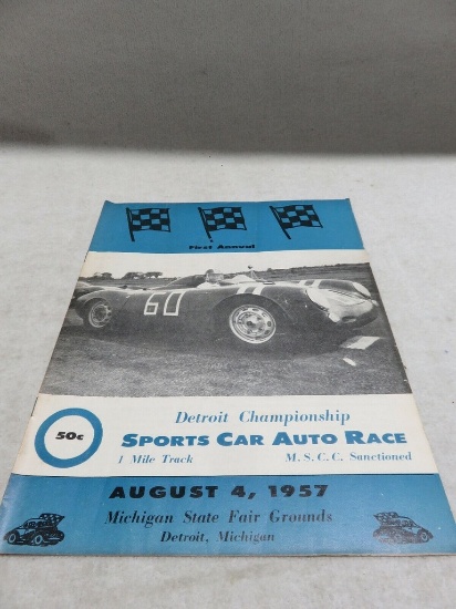 1st Annual Detroit Championship Sports Car Auto Race Program August 4, 1957