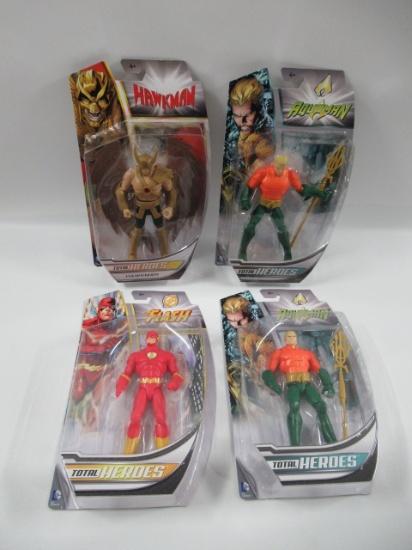 DC Total Heroes Aquaman/Flash/Hawkman Figure Lot of (4)