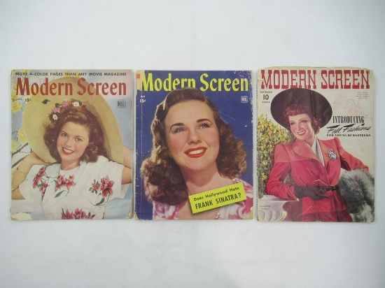 Modern Screen 1940's Vintage Film Magazine Lot (3)
