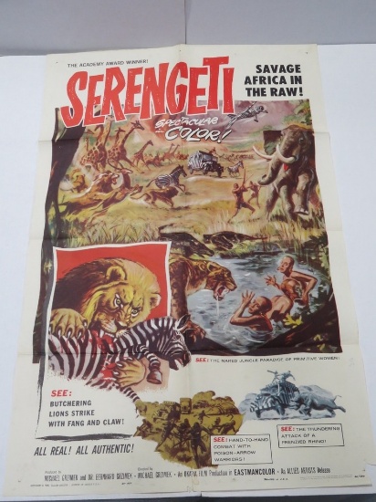 Serengeti 1960 Academy Award Winner Film One Sheet Poster