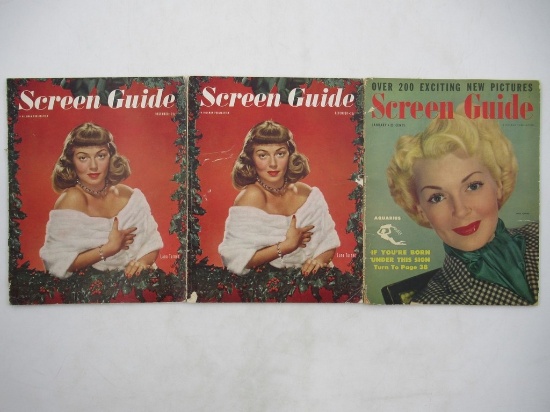 Screen Guide 1940's + 1950's Vintage Film Magazine Lot (3)