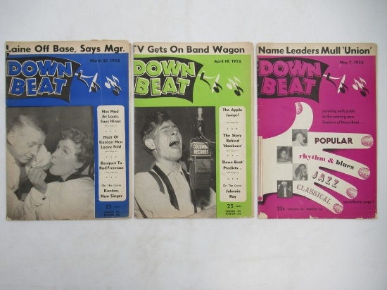 Down Beat 1950's Vintage Music Magazine Lot (3)