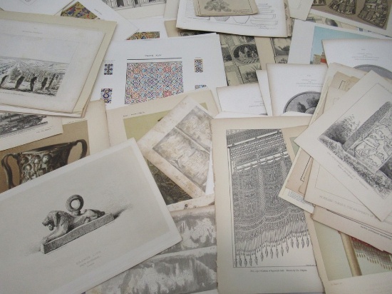 Architecture & Design Themed Variety Illustration/Lithograph Print Lot