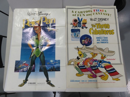 Disney's Peter Pan 1952 & The Three Caballeros 1945 One Sheet Posters