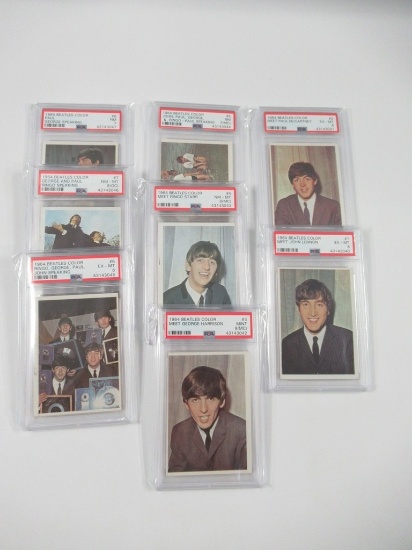 Beatles 1964 Color Cards #1-8 PSA Graded!