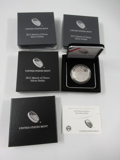 2015 March of Dimes Proof Silver Dollar Lot of 3