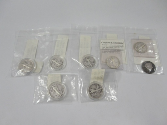 Lot of 8 US Silver Halfs Mostly 1940s