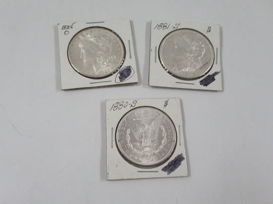 Lot of 3 US Morgan Silver Dollars Sharp!